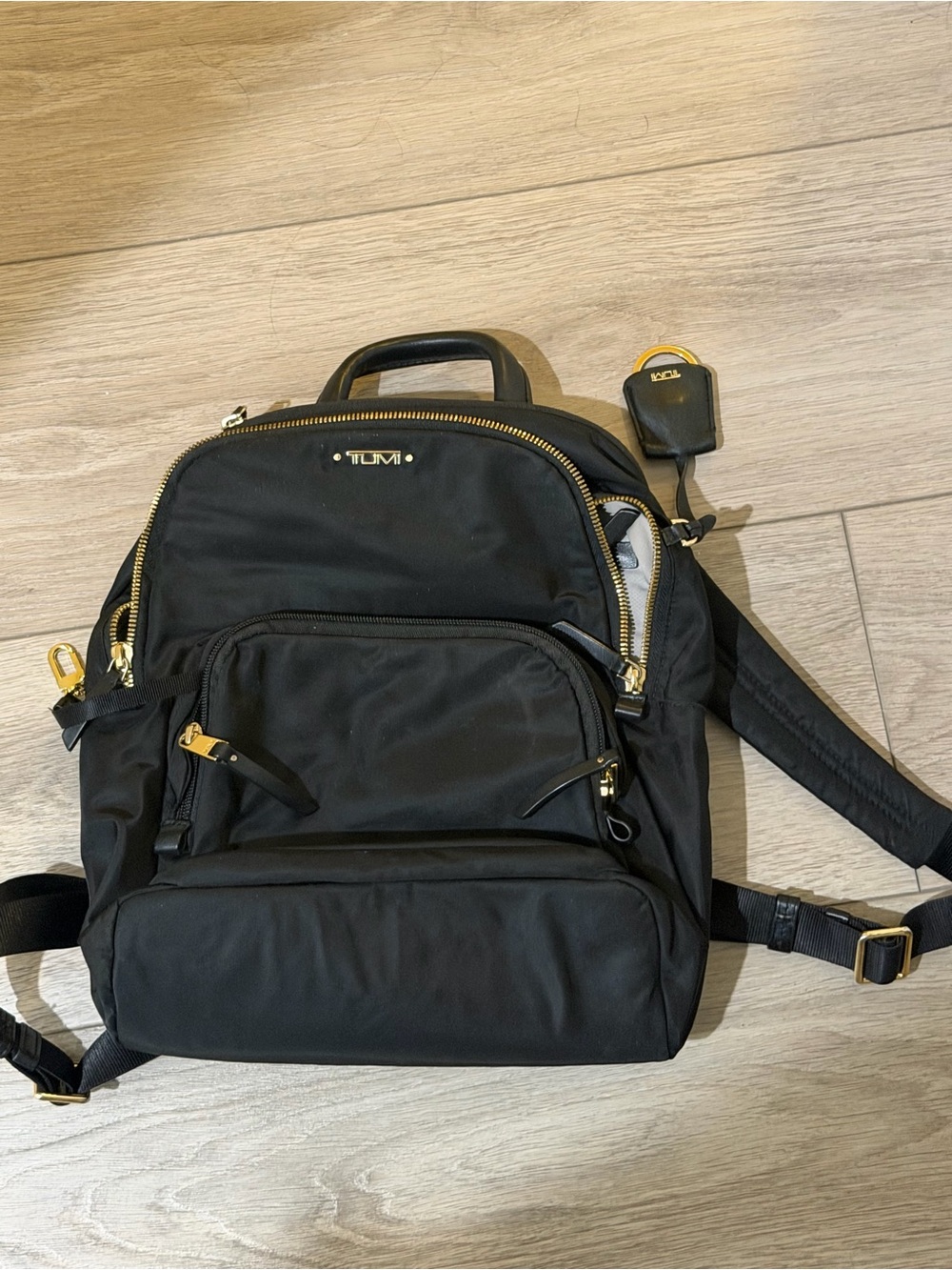 Tumi Black Nylon Backpack with Gold-Tone Hardware